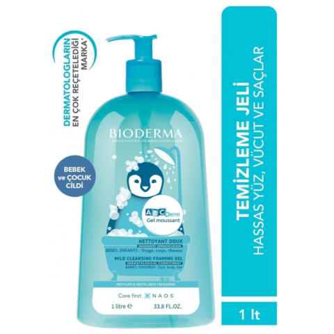 Bioderma ABCDerm Bebek ve Çocuk Yüz, Saç, Vücut Şampuanı 1 Lt Normal ve Kuru Ciltler, Dermatolojik Tuzsuz Bioderma ABCDerm Bebek ve Çocuk Yüz, Saç, Vücut Şampuanı 1 Lt Normal ve Kuru Ciltler, Dermatolojik Tuzsuz